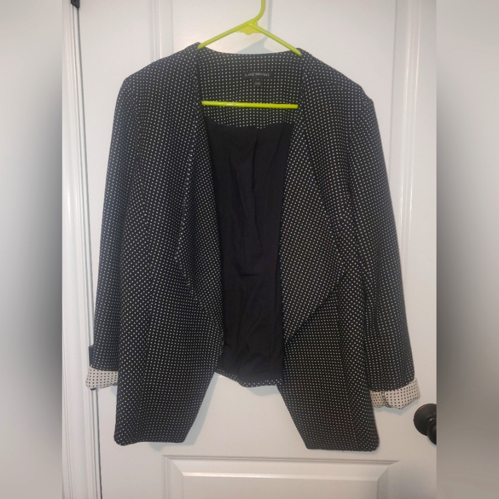 Lane Bryant black and white polka dot Blazer size 14